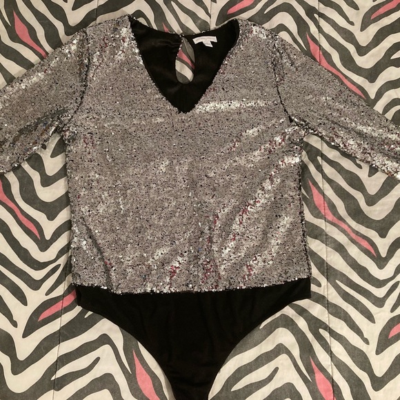 Silver sequin bodysuit size M - Picture 1 of 1